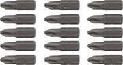 Photo of CRAFTSMAN CMAF121PH215 screwdriver bit set, 12 short Phillips head bits, arranged in four rows, white background.