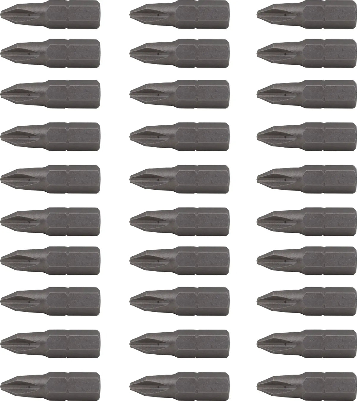 Photo of 20 Craftsman screwdriver bits, Phillips, CMAF121PH230, flat lay on white background.