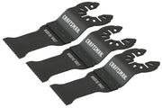 Photo of three Craftsman CMAO102-3 wood and nails oscillating tool blades, front angle on white background.