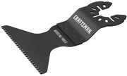 Photo of Craftsman oscillating tool blade CMAO180 for wood with nails, black finish, angled on white background.
