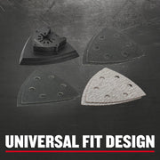 Photo of Craftsman CMAO200 oscillating tool sanding accessory set, including universal fit sanding pad and sanding sheets.