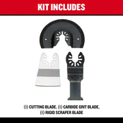 Photo of Craftsman multi-tool blade set CMAO201 with straight, scraper, and carbide grit blades on white background.