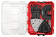Photo of Craftsman multi-tool accessory set, SKU CMAO516, in red plastic case with clear lid, shown from above.