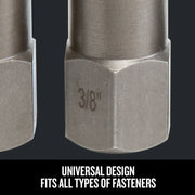 Photo of Craftsman hex socket CMAT136 graphics, close-up showing 3/8 inch size marking, universal design.
