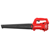 CRAFTSMAN V20 cordless leaf blower, red and black, left side angle, SKU CMCBL710B.