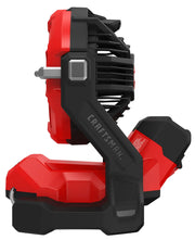 Photo of Craftsman cordless fan CMCE003B, side view, red and black design on white background.
