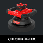 Craftsman red and black cordless buffer, SKU CMCE100B, shown at angled view on white background.