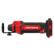 Photo of Craftsman rotary tool CMCE200B, red and black, side angle on white background.