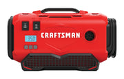 Photo of Craftsman CMCE520B red portable air compressor, front view with digital display and control buttons.