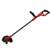 Craftsman CMCED400B cordless lawn edger, red and black, side angle, on white background.