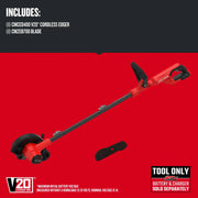 Photo of Craftsman CMCED400B cordless edger with V20 lithium-ion, blade attachment shown on red background, tool only.