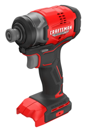 Craftsman cordless impact driver CMCF813B, red and black, front angle on white background.
