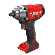 Photo of Craftsman cordless impact wrench model CMCF921B, red and black, front left angle on white background.