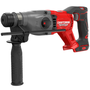 Photo of Craftsman rotary hammer drill CMCH234B, red and black, side angle on white background.