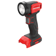 Photo of a Craftsman CMCL020B cordless LED work light, black and red, angled view on white background.