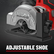 Photo of CRAFTSMAN brushless graphics tool CMCM300B, close-up of adjustable shoe feature.