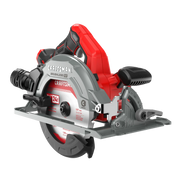 Photo of CRAFTSMAN brushless cordless circular saw, model CMCS551B, side angle on white background.