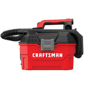 Photo of Craftsman portable wet/dry vacuum, model CMCV002B, red and black, side angle on white background.