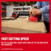 Photo of CRAFTSMAN CMCW350B cordless planer in use on wood, angled view, connected to vacuum hose, in workshop.