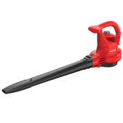 Photo of CRAFTSMAN leaf blower CMEBL700, red and black, side angle, on white background.