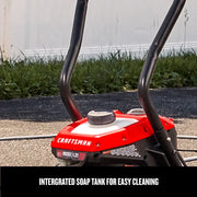 Photo of Craftsman pressure washer CMEPW1900 showing integrated soap tank outdoors.