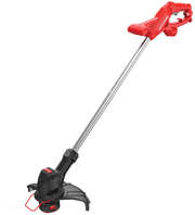 Photo of CRAFTSMAN string trimmer CMEST900, red and black, side angle, lawn tool on white background.