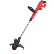 Photo of CRAFTSMAN string trimmer CMEST913, red and black, side view on white background.