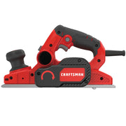 Photo of Craftsman CMEW300 electric hand planer, red and black, side angle on white background.