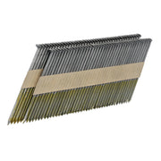 Photo of Craftsman framing nails CMFH30PP, silver metal, angled, white background, front angle.