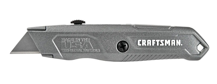 Craftsman CMHT10585 utility knife, silver metal, side angle on white background.