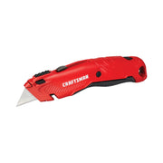 Photo of Craftsman CMHT10928 utility knife, red and black handle, angled left, white background.