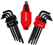Photo of Craftsman CMHT26028 hex key set with black and red holders on a white background.