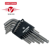 Photo of Craftsman hex key set with black holder, SKU CMHT26159V, multiple sizes, angled view on white background.