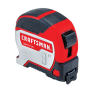 Photo of Craftsman tape measure CMHT37109S, 9 ft, red and black, angled view on white background.