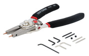 Photo of CRAFTSMAN CMHT47412 snap ring pliers with black handles and multiple interchangeable tips, angled on white background.