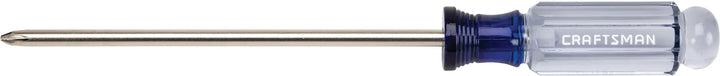 Photo of Craftsman CMHT65005 Phillips screwdriver with clear handle, side view on white background.