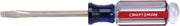 Craftsman flathead screwdriver CMHT65014, clear and red handle, side angle, white background.