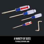 Photo of Craftsman screwdriver and hex key set, transparent handles, model CMHT65050, angled on white background.