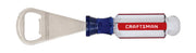Photo of Craftsman CMHT65086 bottle opener with clear and red handle, side angle on white background.