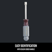 Craftsman screwdriver CMHT65115 with gray and maroon color-coded handle, front view on dark background.