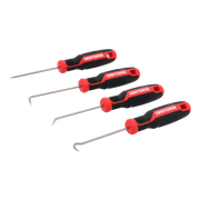 Photo of Craftsman CMHT65134 four-piece pick and hook set with red and black handles, angled on white background.