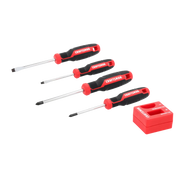 Photo of Craftsman screwdriver set CMHT65136 with four screwdrivers and red magnetizer tool on white background.