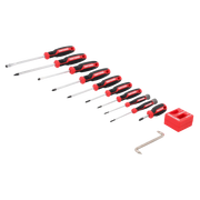 Craftsman screwdriver set with CMHT65139 SKU, red and black handles, photographed from above on white background.