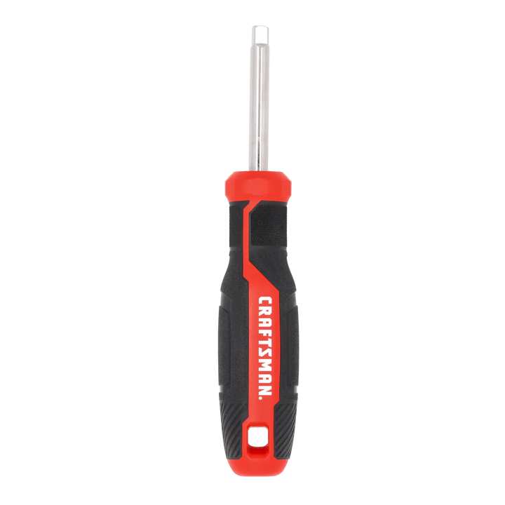 CRAFTSMAN CMHT65142 multi-bit screwdriver with black and red ergonomic handle, front angle on white background.