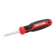 Photo of Craftsman screwdriver CMHT65142, black and red handle, slotted shaft, angled on white background.