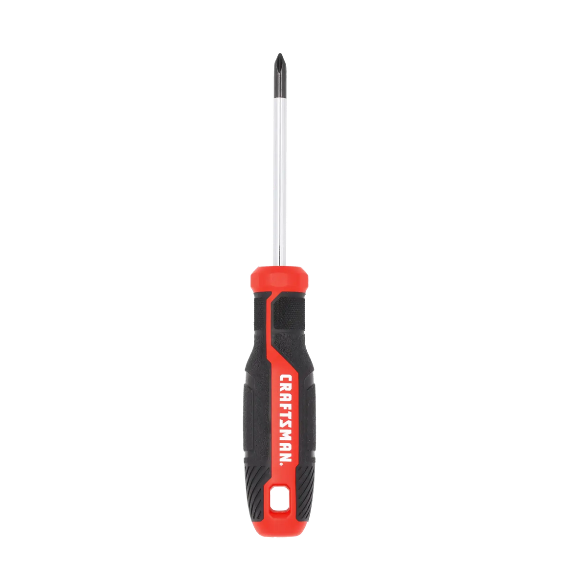 Photo of Craftsman Phillips screwdriver with red and black handle, SKU CMHT65148, front view, white background.