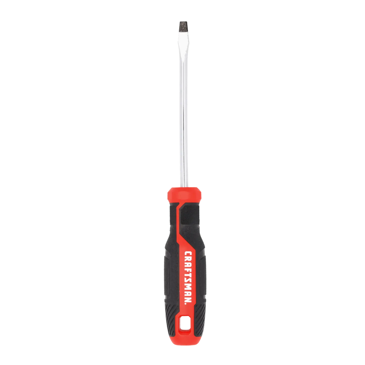 Front view photo of Craftsman flathead screwdriver with black and red handle, CMHT65160.