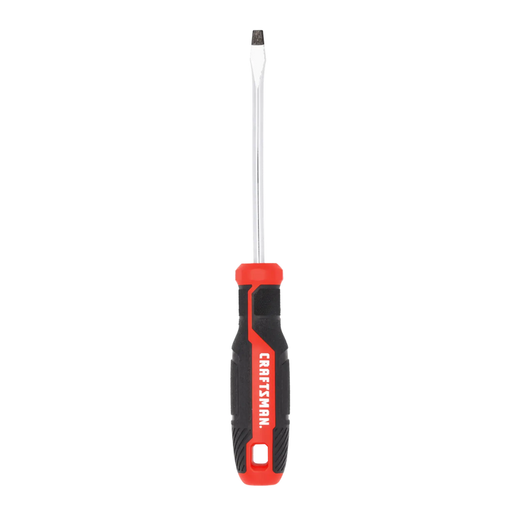 Front view photo of Craftsman flathead screwdriver with black and red handle, CMHT65160.