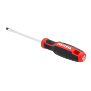 Craftsman flathead screwdriver with black and red handle, SKU CMHT65160, product side angle photo.