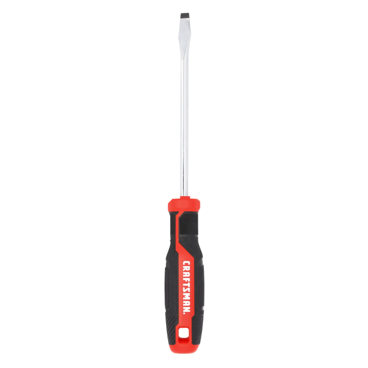 Craftsman flathead screwdriver CMHT65165, black and red handle, front angle, white background.